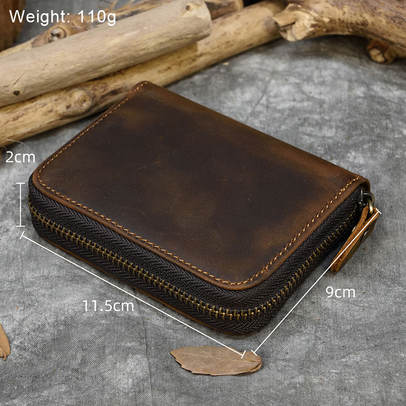 Men Crazy horse Genuine Leathe - مراجعة Edc Carry Card وسعره