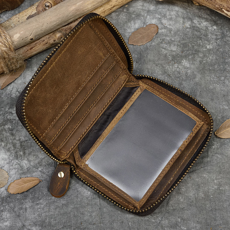 Men Crazy horse Genuine Leathe - مراجعة Edc Carry Card وسعره